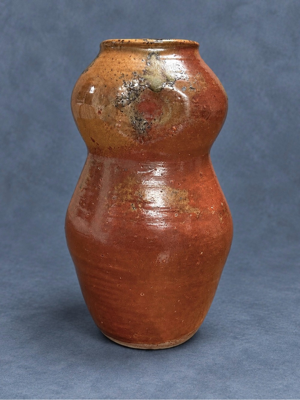 Vintage Studio Pottery Pinch Form Vase Rust Brown Drip Glaze Signed Stoneware 9”